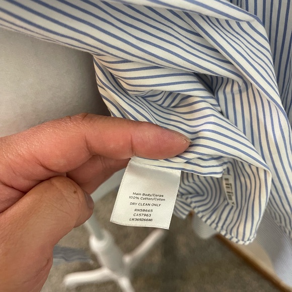 Lewit Blue Striped Poplin Button Down Exaggerated Cuff Boyfriend Shirt M - Picture 11 of 13